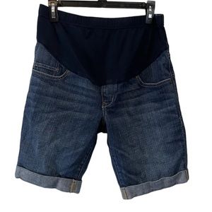 Old Navy Women's Size 6 Maternity Bermuda Denim Blue Cuffed Shorts